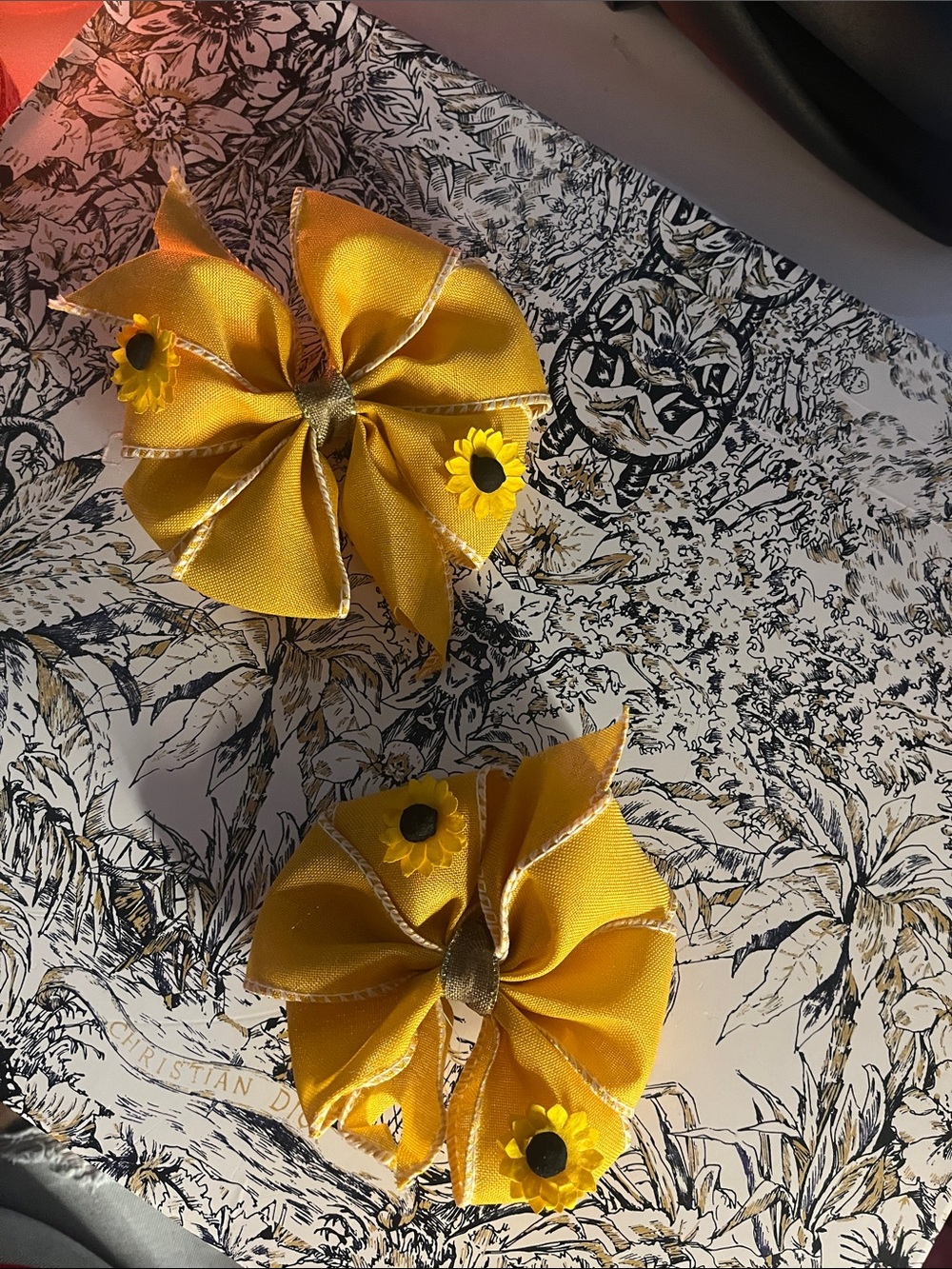 Handmade Yellow Sunflower Kids Hair Bows – Set of 2